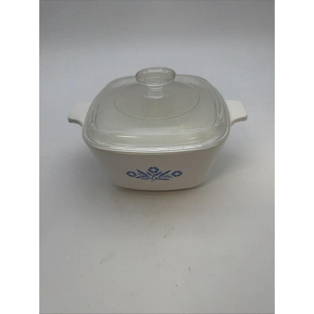 Vintage Corning Ware Blue Cornflower P-1 3/4-B Casserole With Pyrex A-7-C Lid